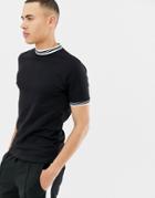 Only & Sons Twin Tipped Ringer T-shirt In Black