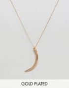 Nylon Gold Plated Horn Necklace - Gold Plated