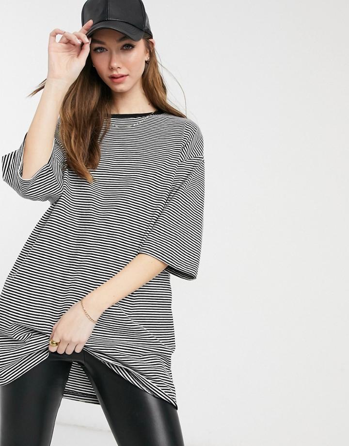 River Island Oversized Stripe T-shirt In Black
