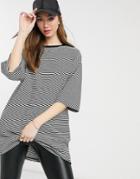 River Island Oversized Stripe T-shirt In Black