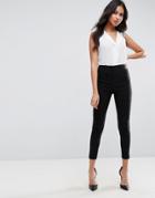 Asos Design High Waist Pants In Skinny Fit - Black