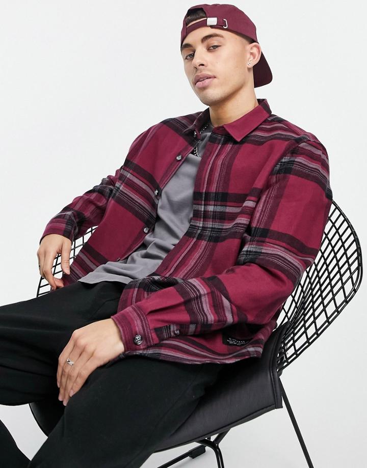 River Island Long Sleeve Check Shirt In Red