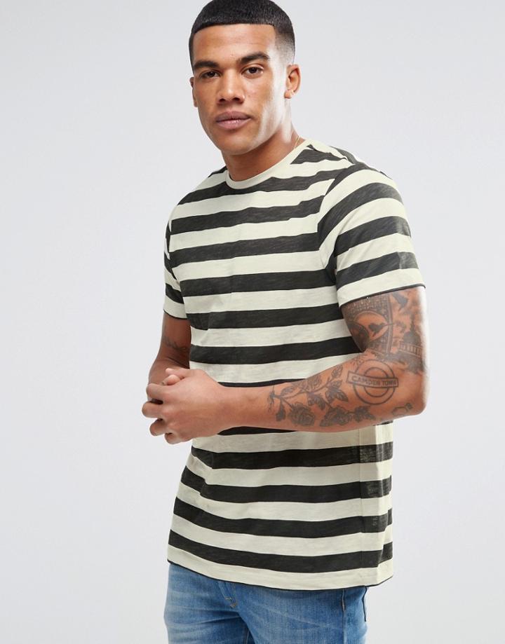 New Look Striped T-shirt In Black - Black