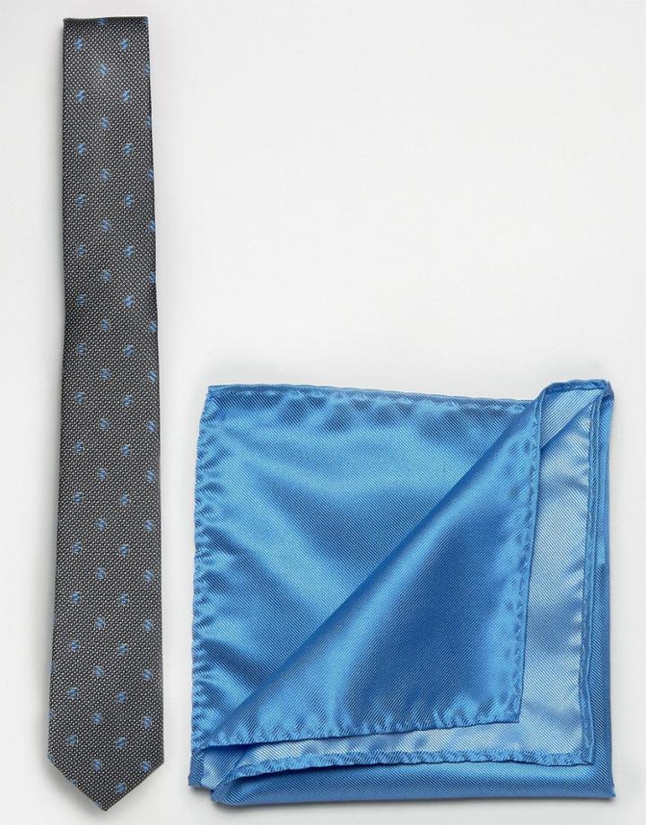 Selected Black Plain Tie And Pocket Square - Black