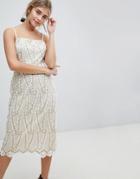 Dolly & Delicious Allover Cutwork Lace Midi Pencil Dress With Crochet Trim Detail - White