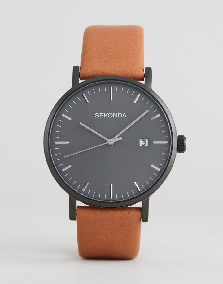 Sekonda Minimalist Tan Leather Watch With Gray Dial Exclusive To Asos - Tan