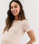 Asos Design Maternity Ultimate T-shirt With Crew Neck In Pink - Pink