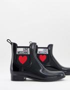 Love Moschino Welly Ankle Boots In Black