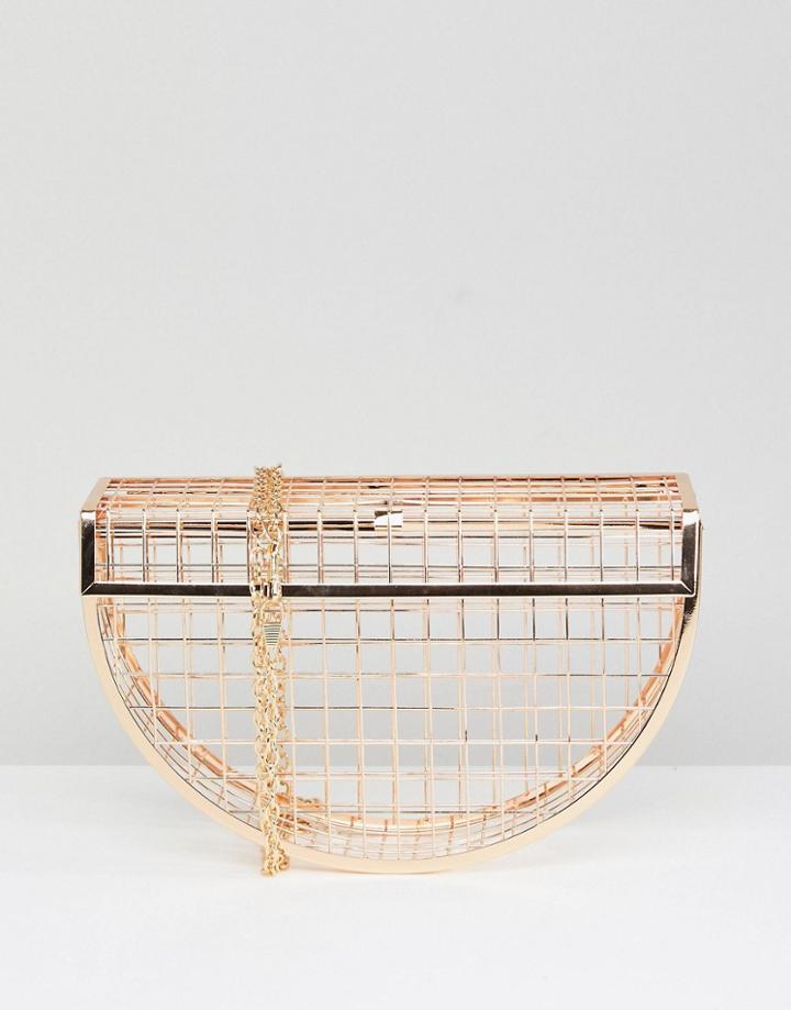 Asos Half Moon Cage Clutch Bag - Gold