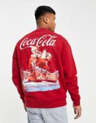 Asos Design Oversized Sweatshirt With Coca-cola Print In Red