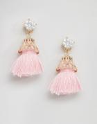 Cara Ny Pom Pom Drop Earrings - Pink