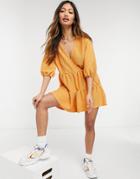 Asos Design Oversized Tiered Romper In Biscuit-brown