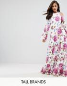 Y.a.s Studio Tall Cold Shoulder Flower Printed Maxi Dress - Multi