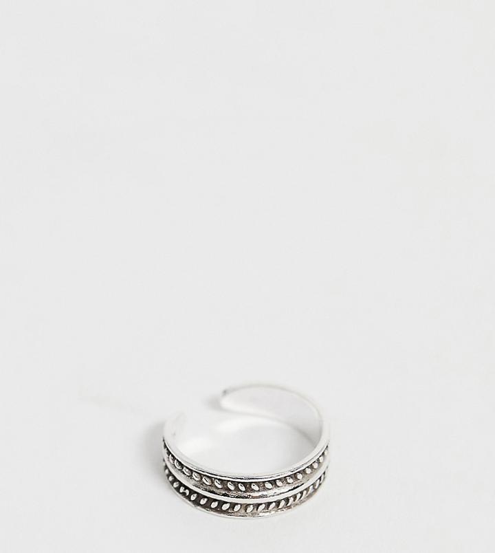 Asos Design Sterling Silver Toe Ring With Engraved Detail - Silver