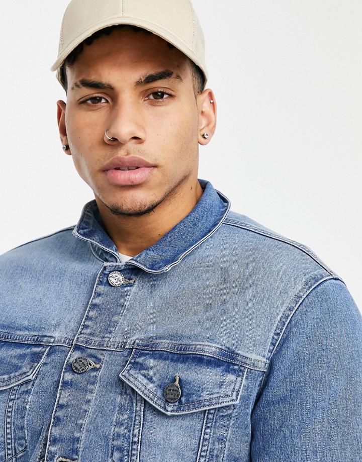 Only & Sons Denim Jacket In Light Blue-blues