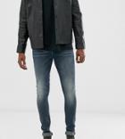 Asos Design Tall 12.5oz Super Skinny Jeans In Vintage Dark Wash Blue - Blue