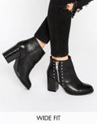 Asos Rosa Wide Fit Leather Boots - Black