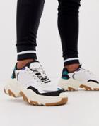 Bershka Chunky Sneaker With Color Block Pannels In Multi