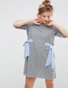 Asos Gingham Shift Dress With Bow Details - Multi