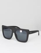 Quay Australia Caf Racer Shield Flat Top Sunglasses - Black