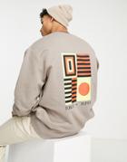 Asos Design Oversized Sweatshirt In Gray With Flag Back Print