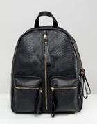 Liquorish Zip Front Backpack - Black