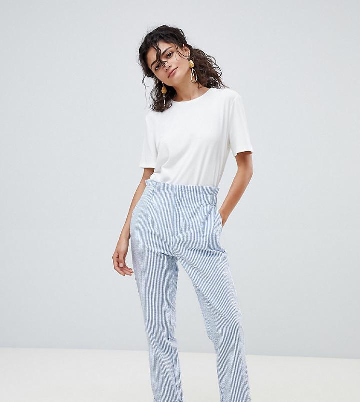 Mango High Waist Summer Pants In Blue And White Stripes