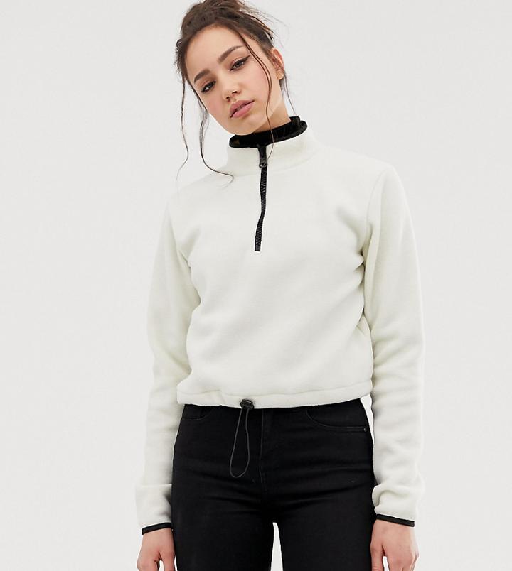 Asos Design Tall Fleece With Zip - Cream