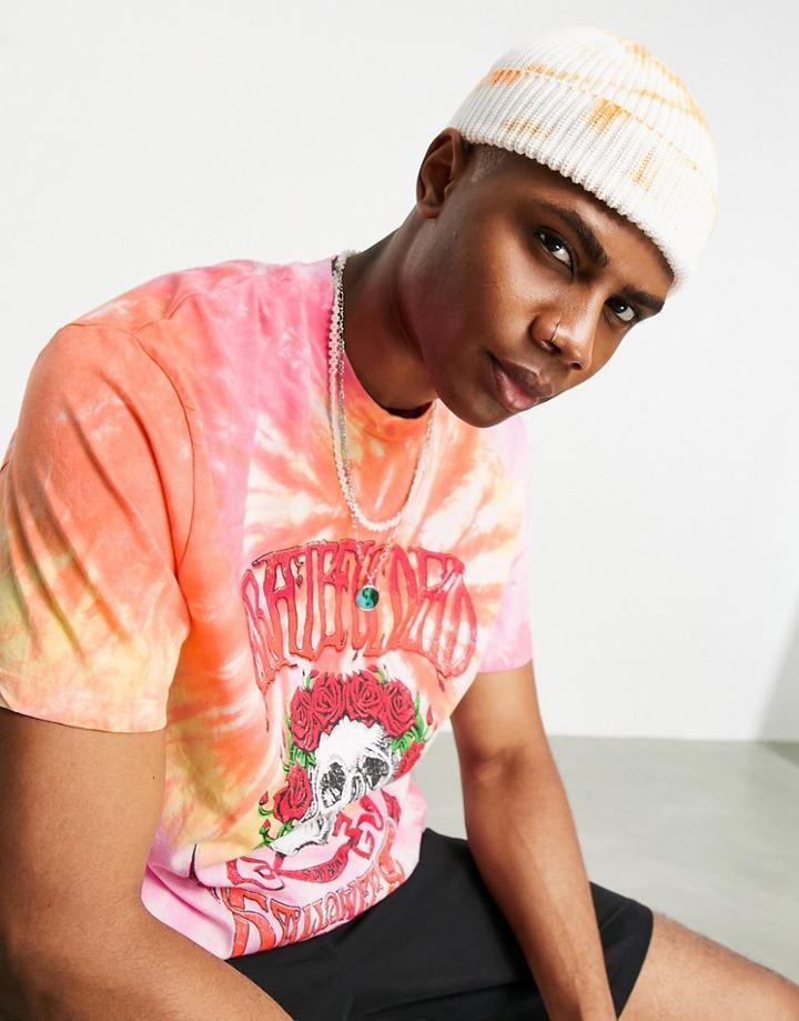 Asos Design Mini Fisherman Beanie With Tie Dye Effect In Orange