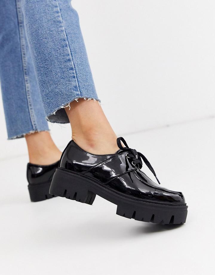 Asos Design Map Chunky Flat Shoes In Black