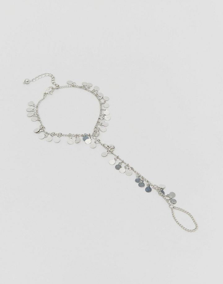 Asos Disc Toe Chain Anklet - Silver