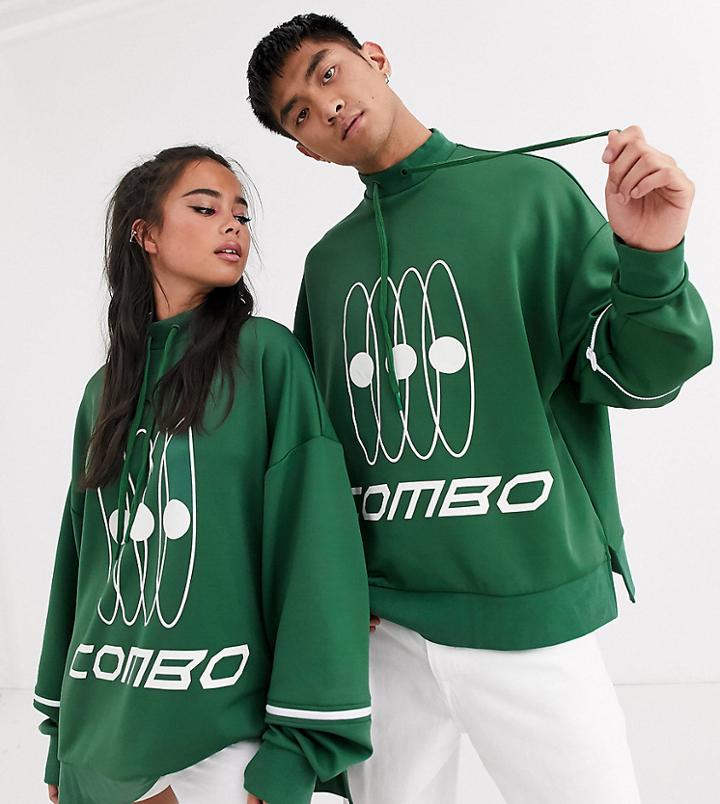 Collusion Unisex Oversized Sweatshirt With Zips And Print