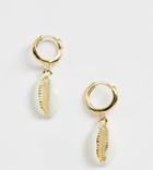 Orelia Gold Plated Cowrie Shell Huggie Hoop Earrings