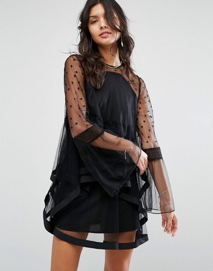 Stevie May Daydream Frill Dress - Black