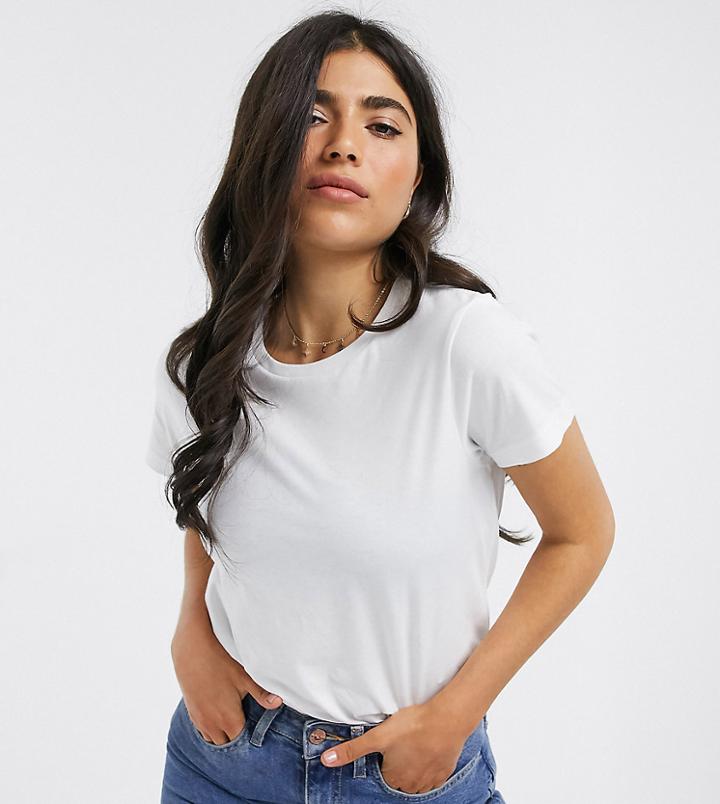 Asos Design Petite Ultimate Organic Cotton T-shirt With Crew Neck In White