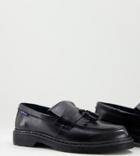 Ben Sherman Wide Fit Leather Chunky Tassel Loafers In Black