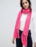 Vero Moda Cable Knitted Scarf - Pink