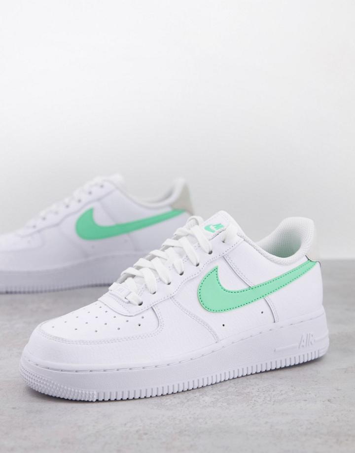 Nike Air Force 1 '07 Sneakers In White And Green Glow