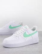 Nike Air Force 1 '07 Sneakers In White And Green Glow