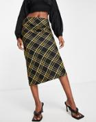 Asos Design Tailored 90s Midi Skirt In Bias Cut Check-multi