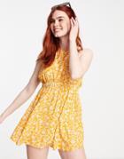 Cotton: On Open Back Mini Dress In Yellow