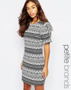 Vero Moda Petite Monochrome Print Shift Dress - Snow White Multi