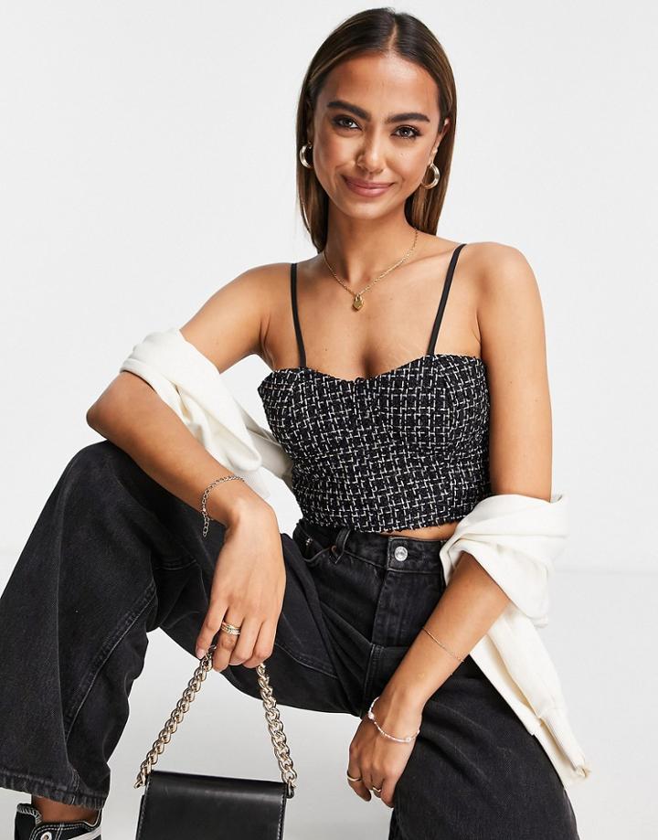 Urban Revivo Cami Crop In Black Boucle - Part Of A Set