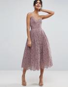 Asos Lace Cami Midi Prom Dress - Purple