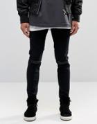 Sixth June Skinny Jeans With Ripped Knees - Black