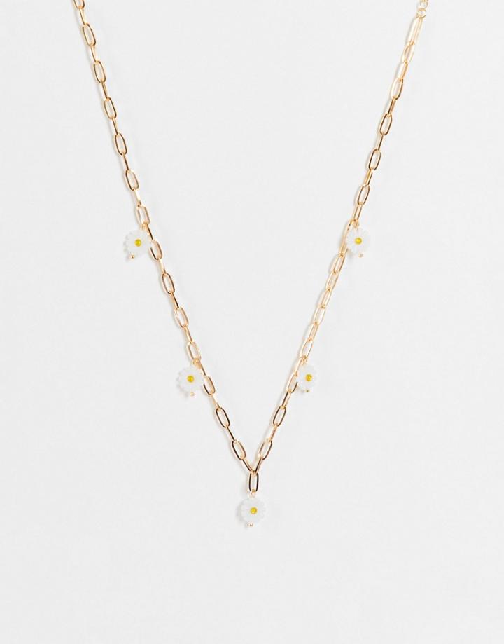Pieces Daisy Charm Chain Necklace In Gold