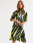 Closet London High Neck Skater Dress In Abstract Print-multi