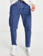Selected Homme Chris Organic Cotton Relaxed Crop Jeans In Vintage Blue-blues