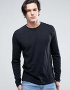 Solid Long Sleeve T-shirt In Black - Black