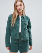 Asos Design Denim Jacket In Washed Green - Green